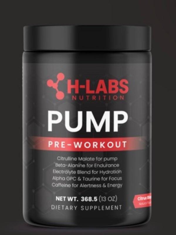 H-Labs Nutrition Pump Pre-Workout – High-Performance Energy Formula, Citrus Blast (312g)